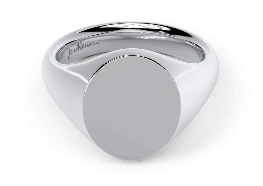 Oval Signet Ring, White Gold & Platinum – Jens Hansen