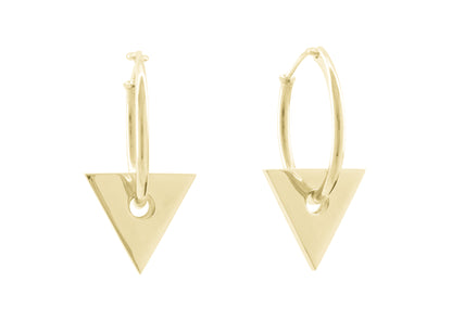 E13 Triangle Hoop Earrings, Yellow Gold