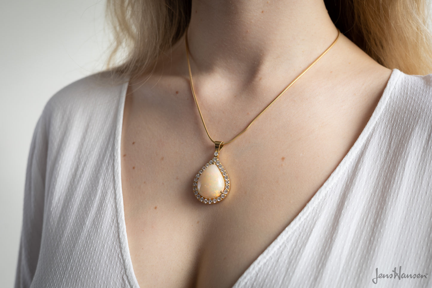 Opal and Diamond Pendant, Yellow Gold