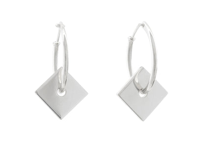 E12 Square Hoop Earrings, Sterling Silver