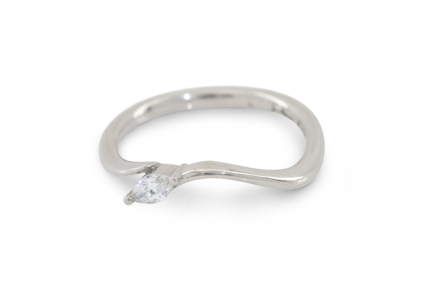 Simple Marquise Diamond Elvish Vine Wedding Band, White Gold & Platinum