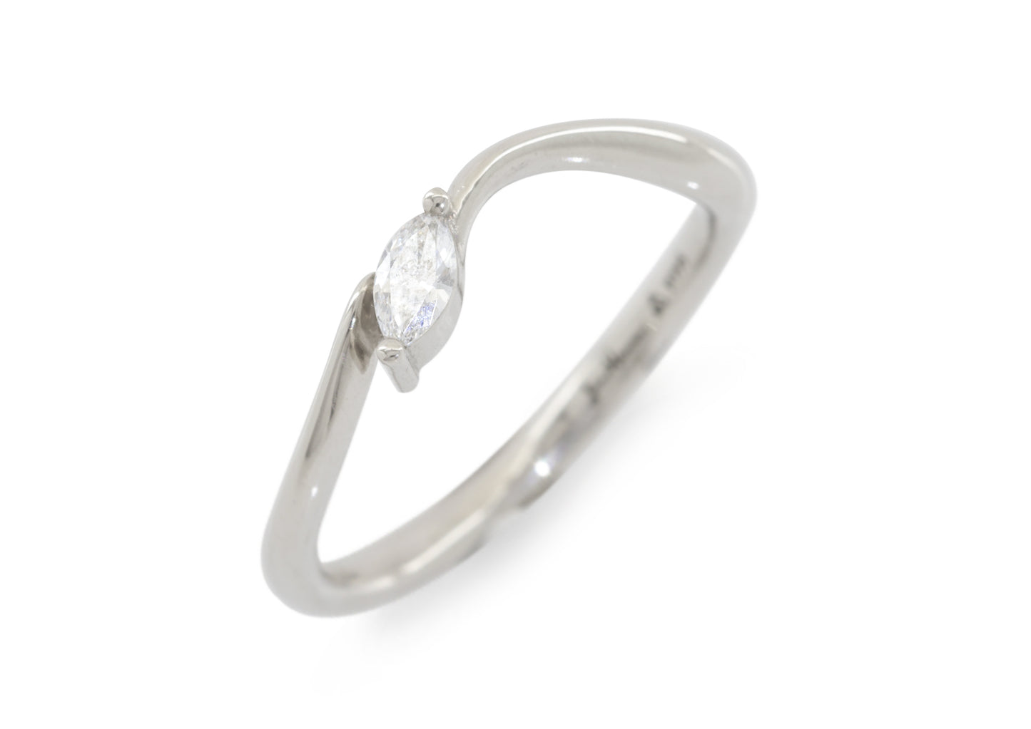 Simple Marquise Diamond Elvish Vine Wedding Band, White Gold & Platinum