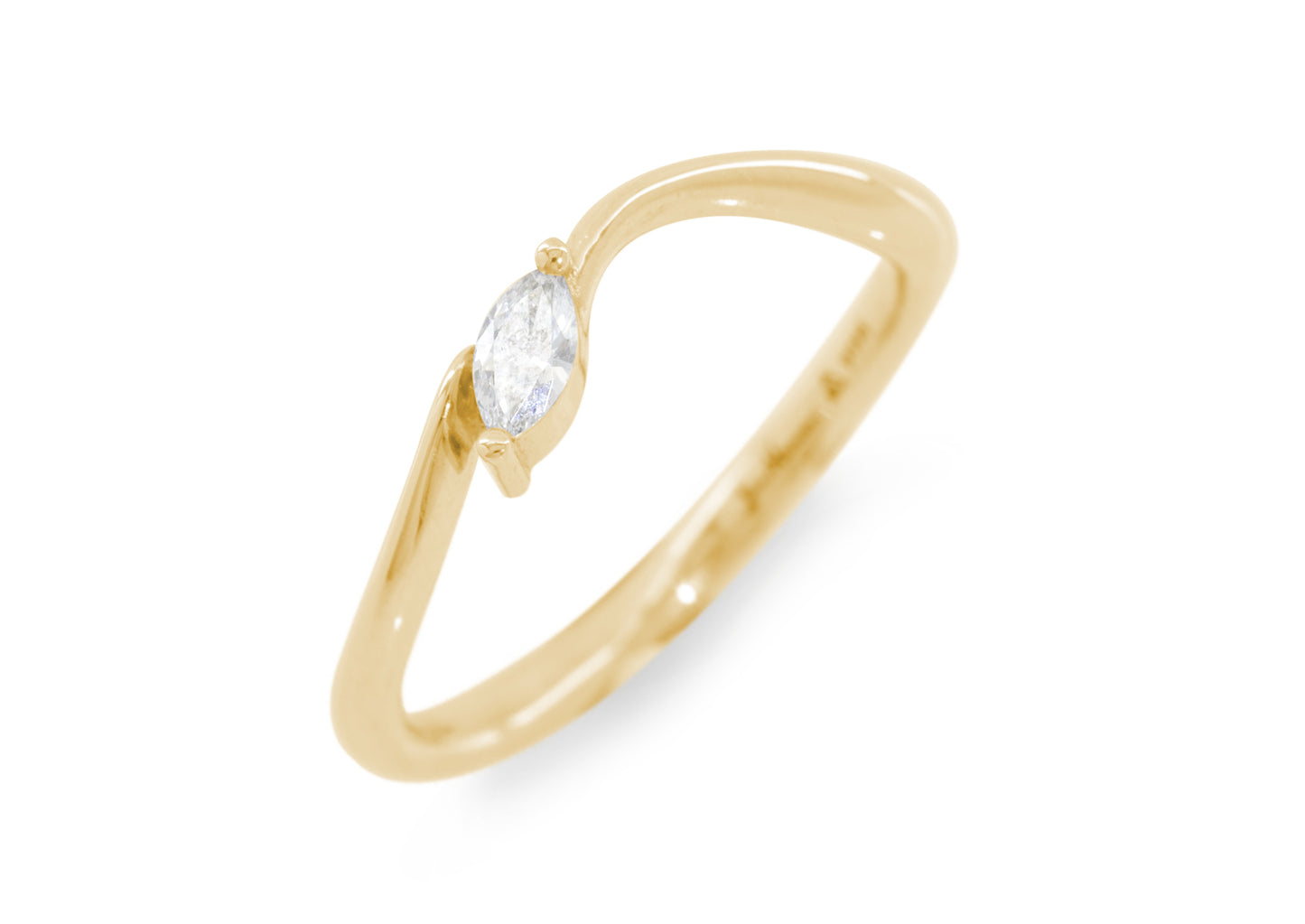 Simple Marquise Diamond Elvish Vine Wedding Band, Yellow Gold