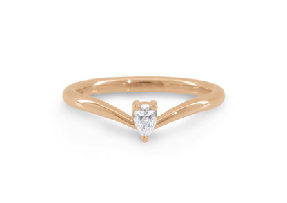 Simple Pear Diamond Elvish Vine Wedding Band, Red Gold