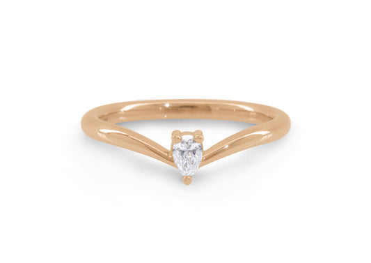 Simple Pear Diamond Elvish Vine Wedding Band, Red Gold