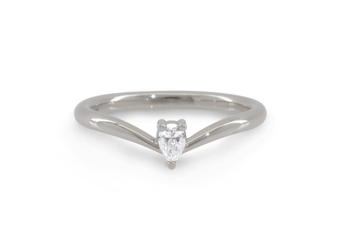 Simple Pear Diamond Elvish Vine Wedding Band, White Gold & Platinum