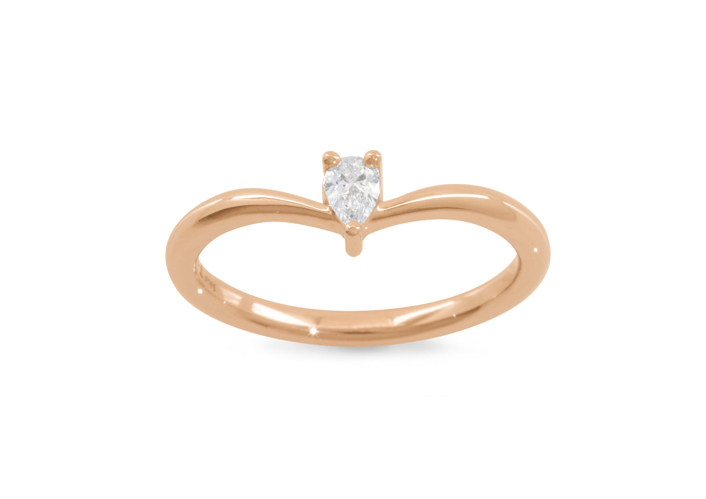 Simple Pear Diamond Elvish Vine Wedding Band, Red Gold