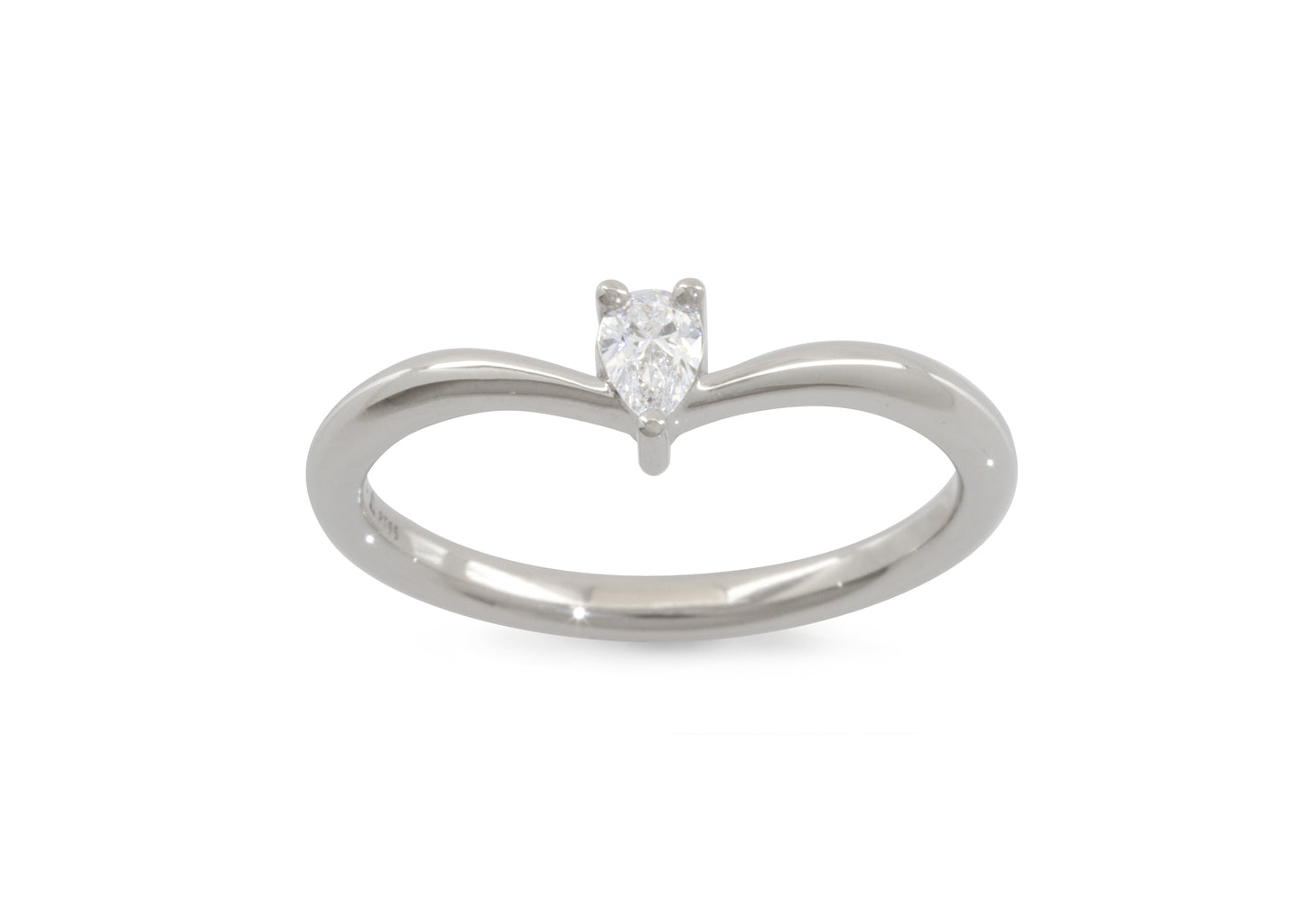 Simple Pear Diamond Elvish Vine Wedding Band, White Gold & Platinum