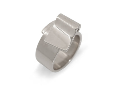 JW702 Folded Ring, White Gold & Platinum