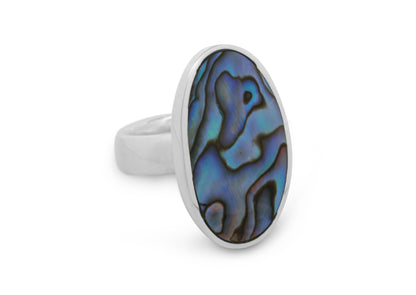 JW483 Paua Shell Oval Ring, Sterling Silver