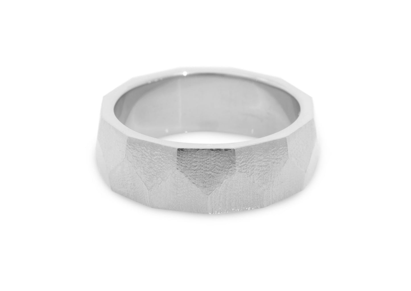 Faceted Wide Band,  Sterling Silver