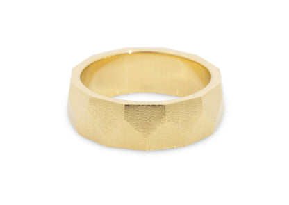 Faceted Wide Band, Yellow Gold