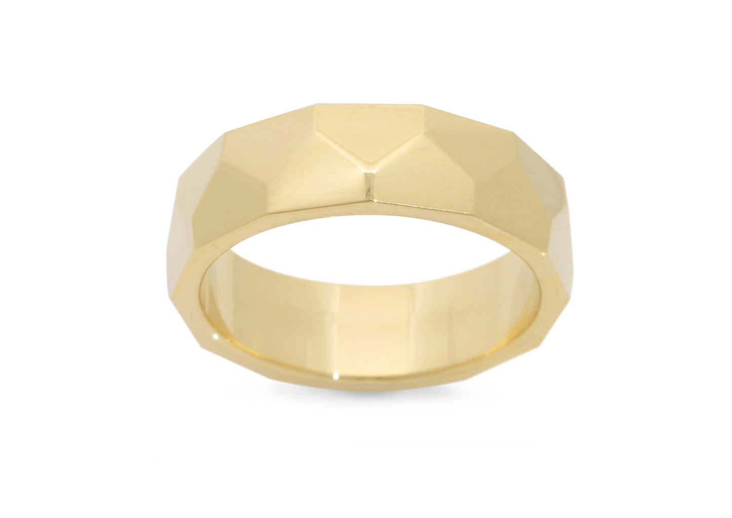 Faceted Wide Band, Yellow Gold