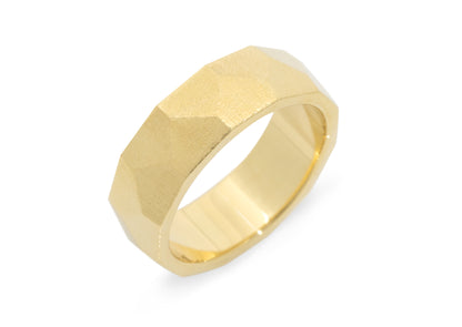 Faceted Wide Band, Yellow Gold