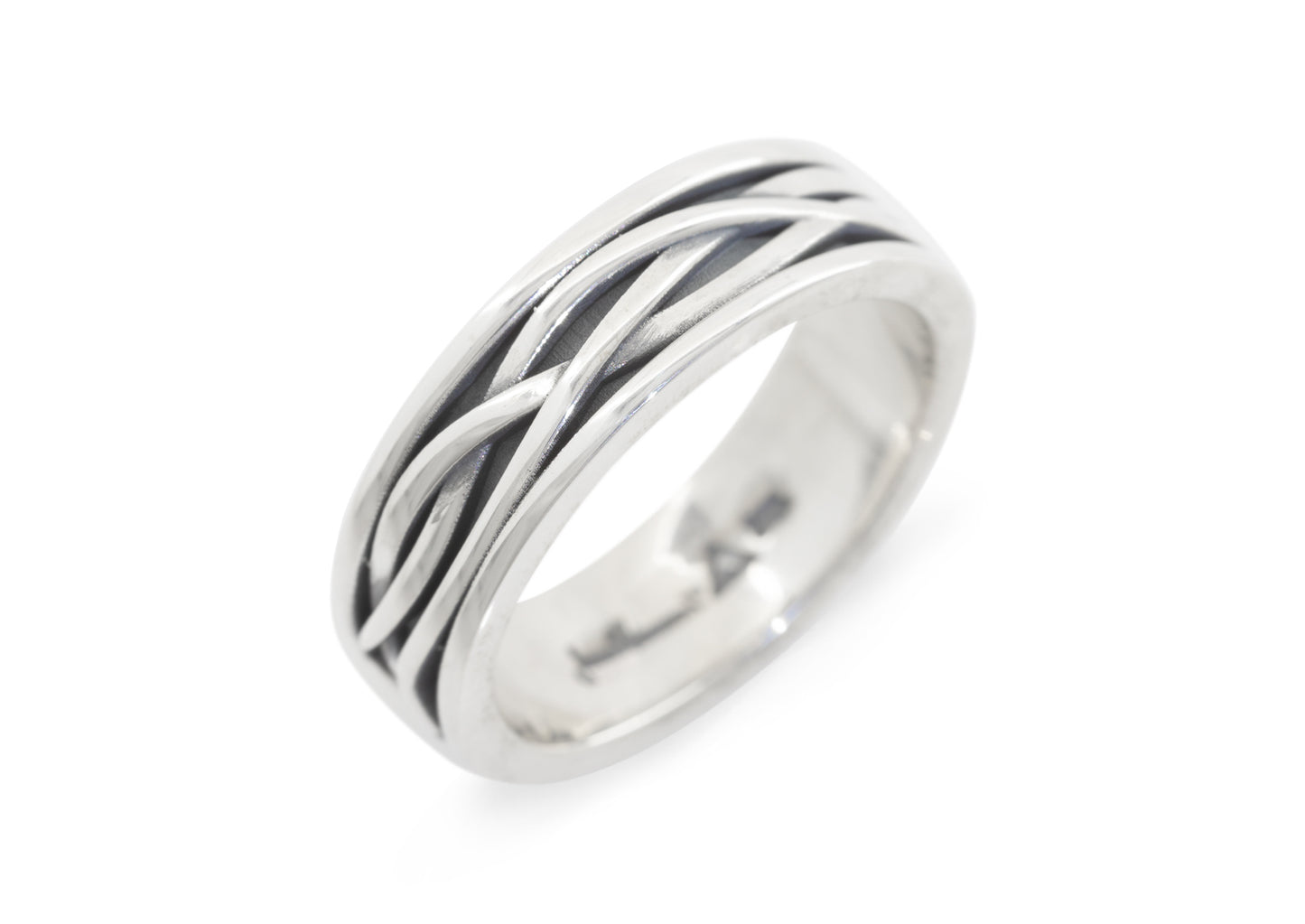 Patterned Elvish Woodland Ring, Sterling Silver