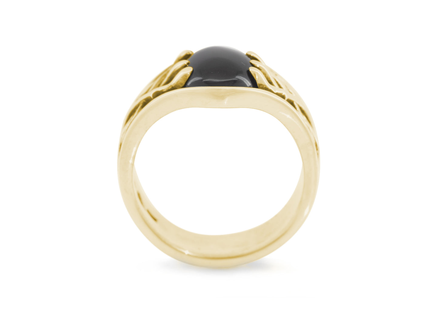 Elvish Woodland Gemstone Signet Style Ring, Yellow Gold