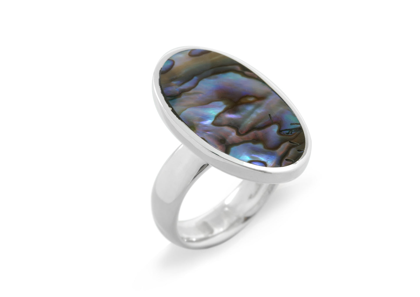 JW483 Paua Shell Oval Ring, Sterling Silver