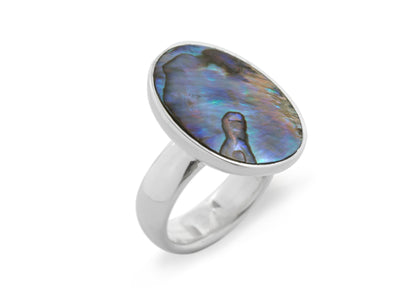 JW483 Paua Shell Oval Ring, Sterling Silver