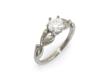 Solitaire Vine Engagement Ring, White Gold & Platinum