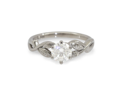 Solitaire Vine Engagement Ring, White Gold & Platinum