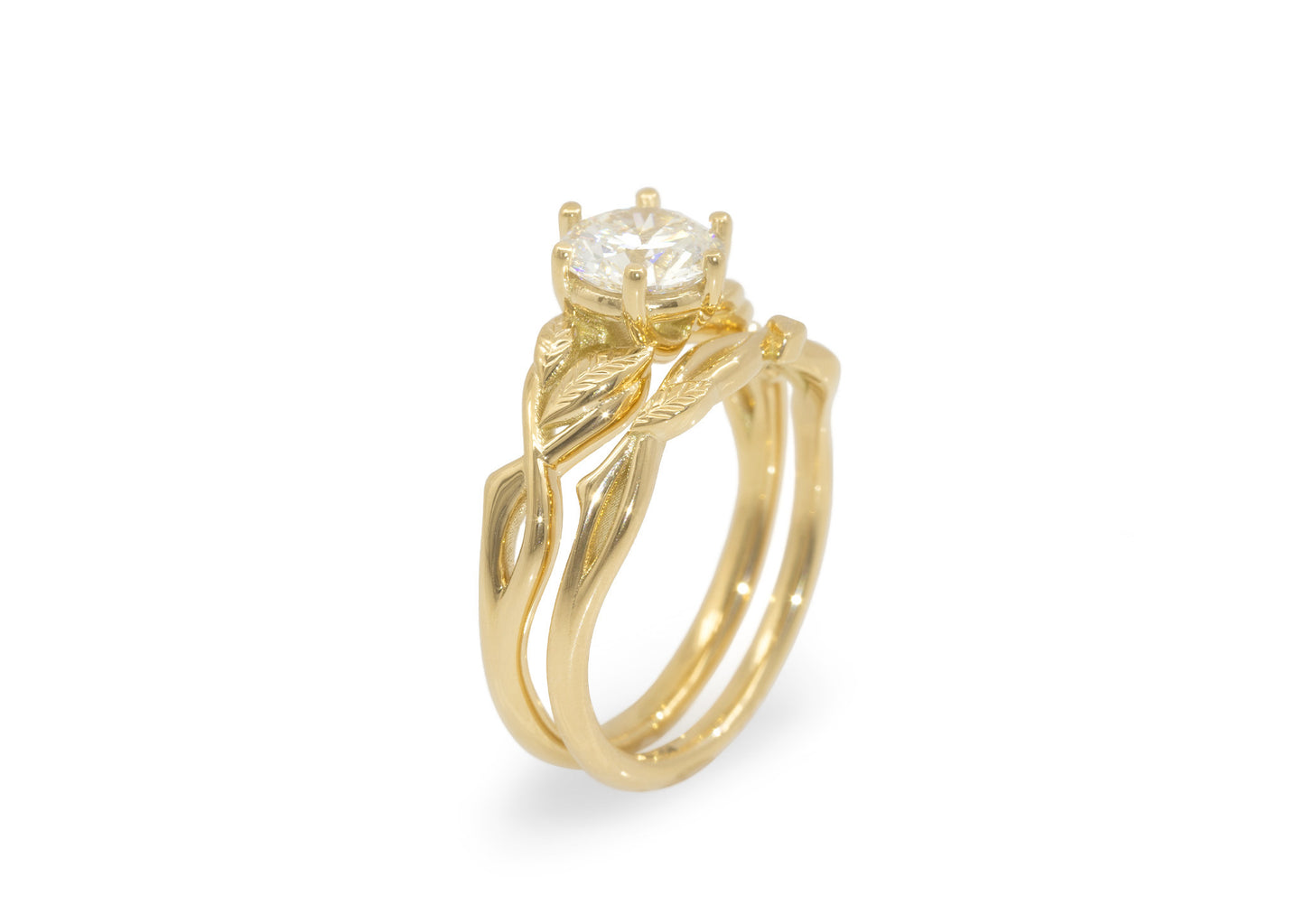 Solitaire Vine Engagement Ring, Yellow Gold