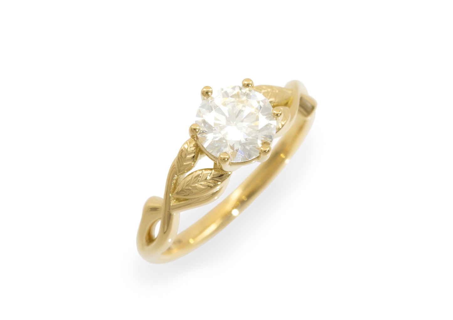 Solitaire Vine Engagement Ring, Yellow Gold