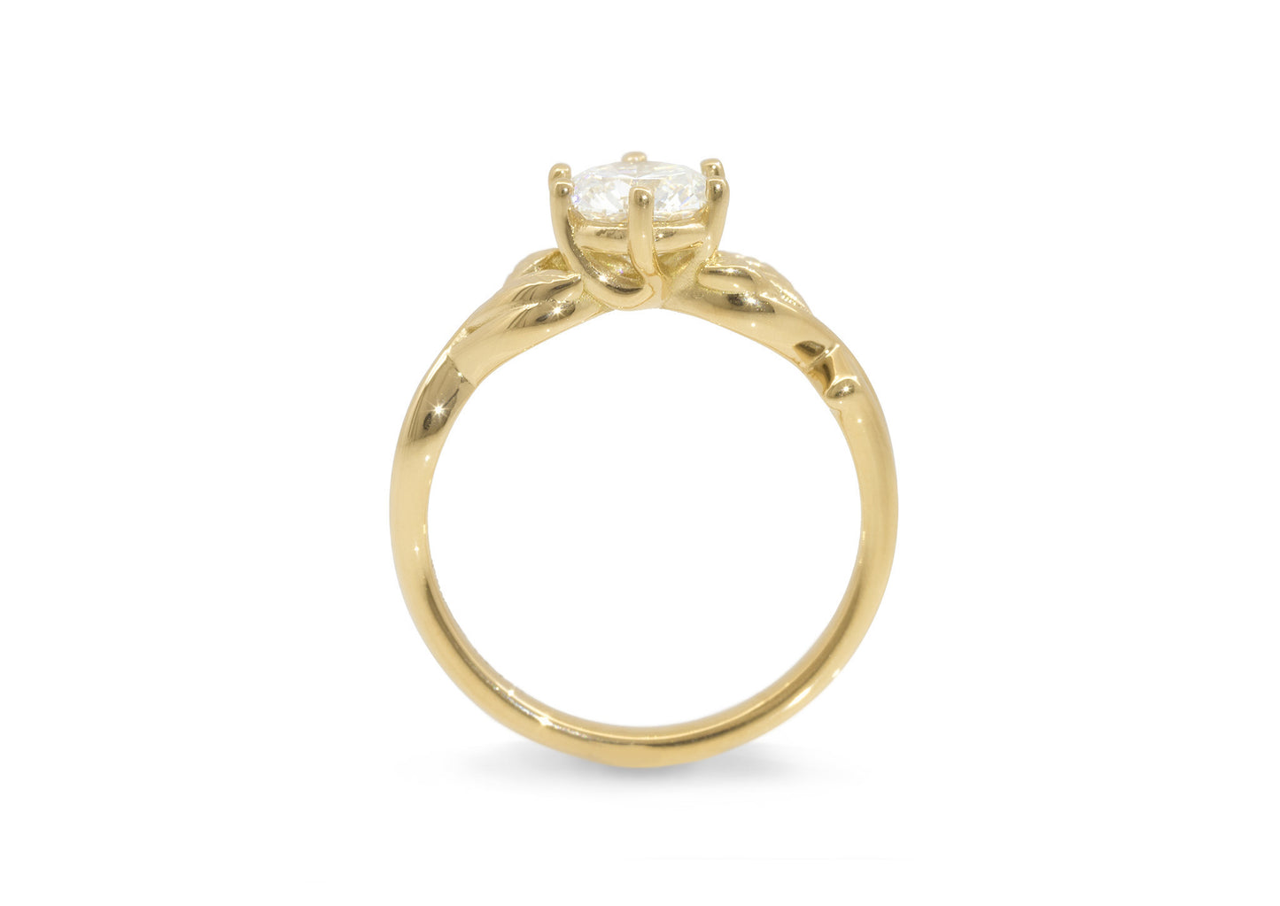 Solitaire Vine Engagement Ring, Yellow Gold