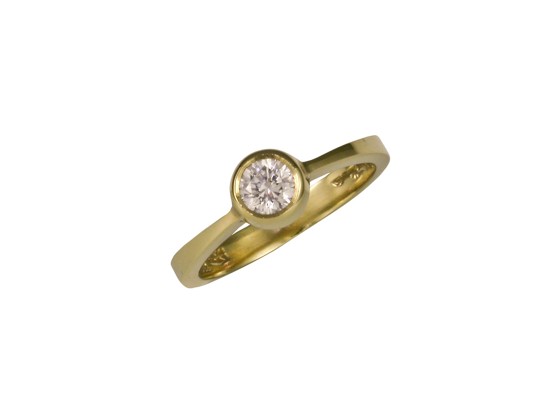 Bezel set Diamond Ring Design, Yellow Gold