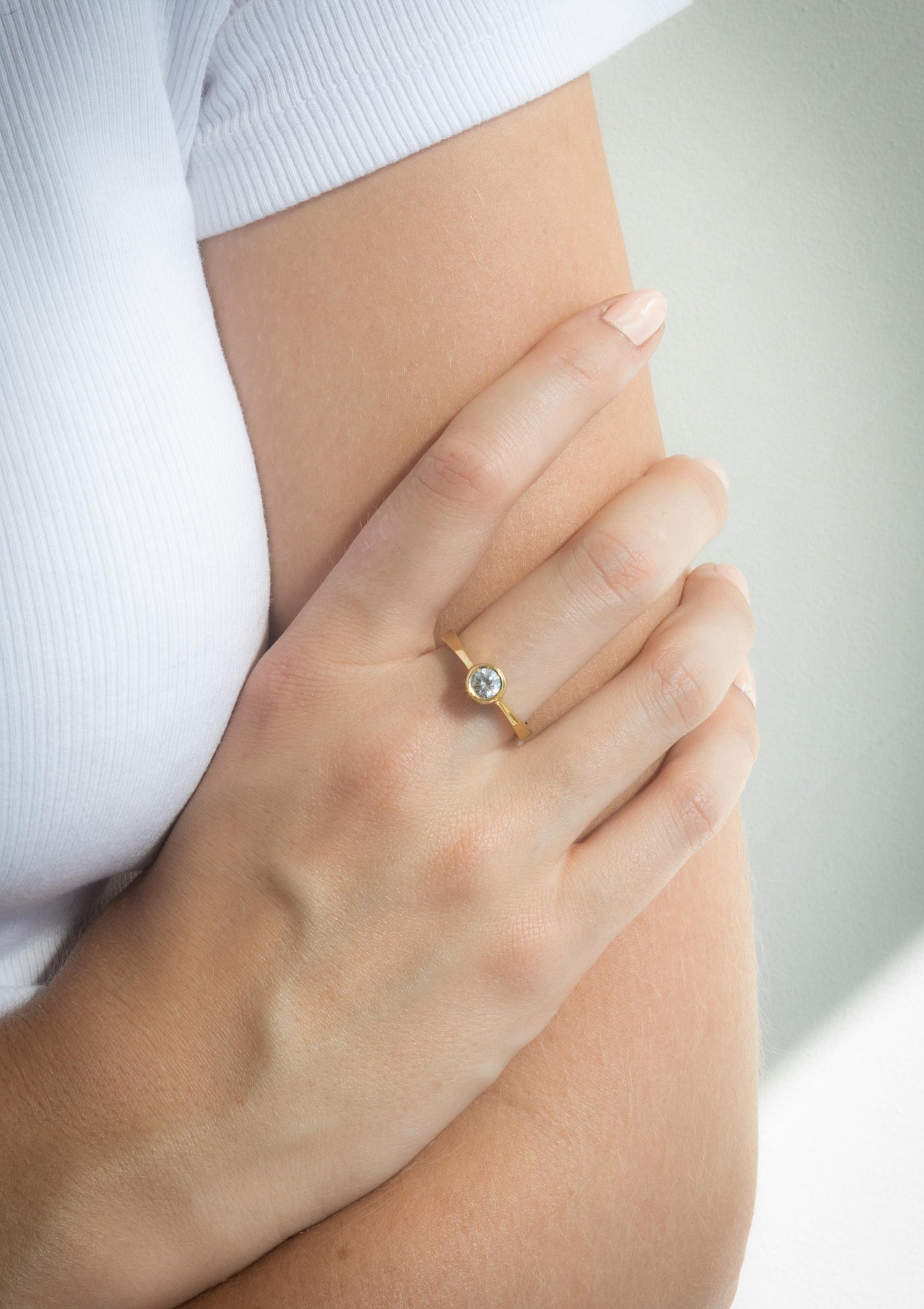 Bezel set Diamond Ring Design, Yellow Gold