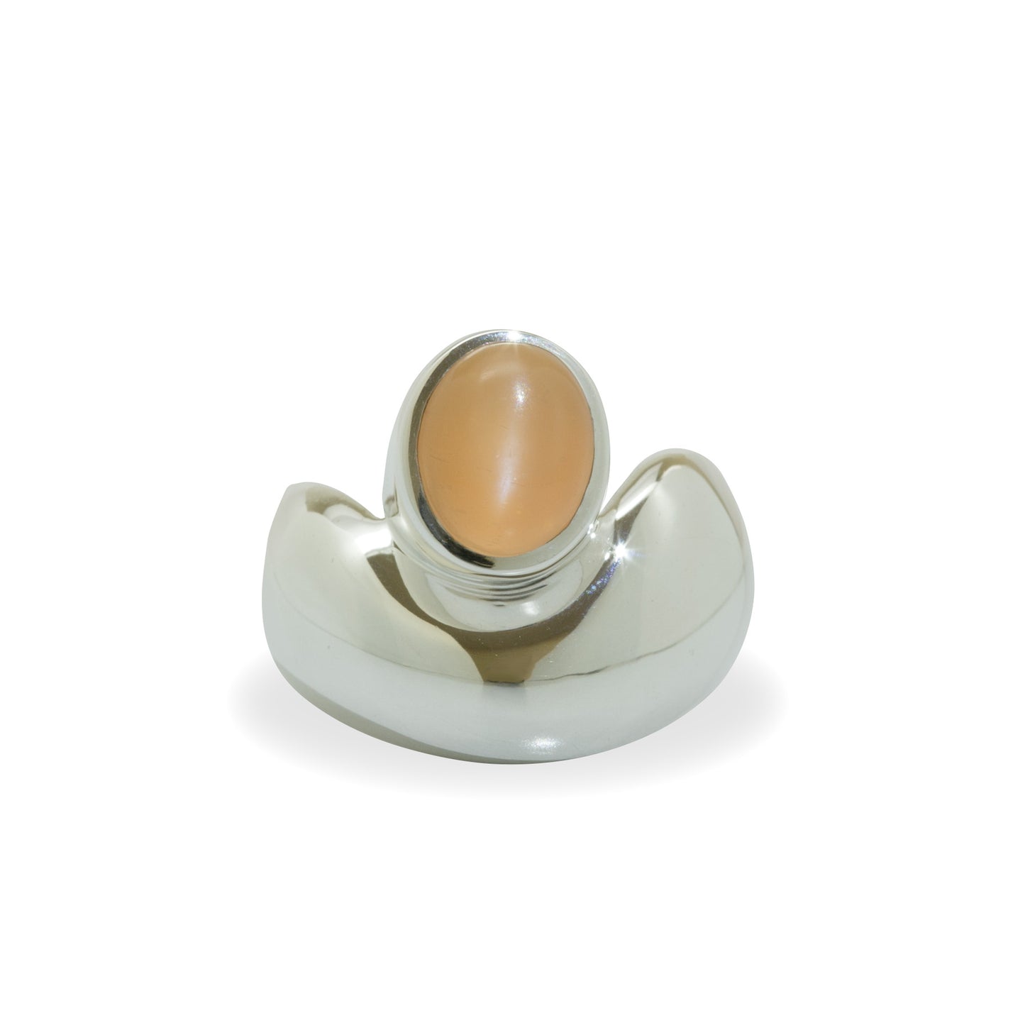 Sterling Silver ring with Peach Moonstone