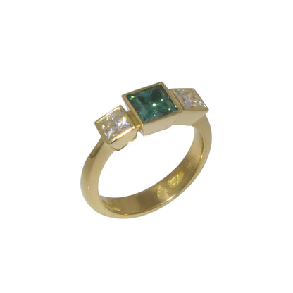 Personalised 3 Gemstone Ring, Yellow Gold