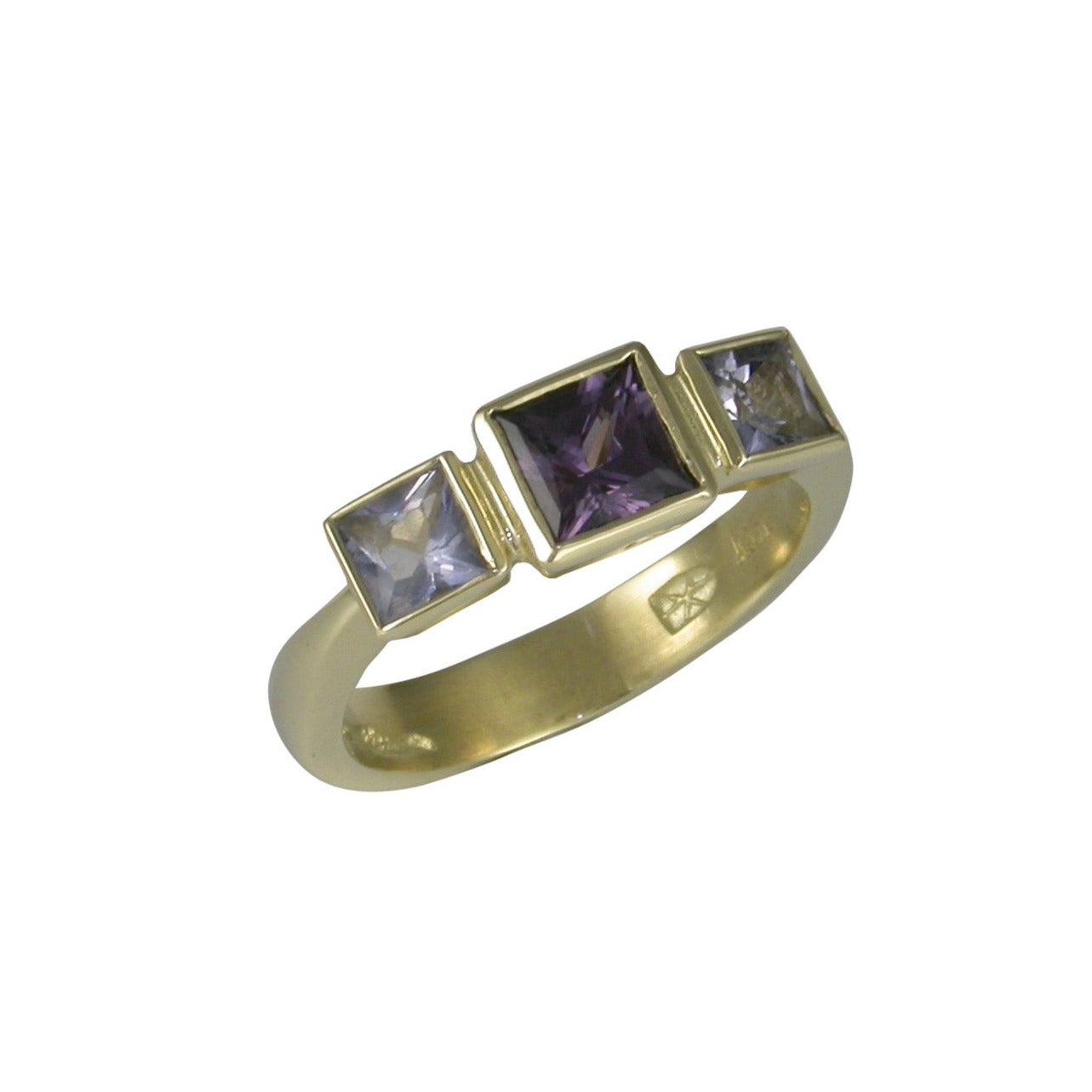 Personalised 3 Gemstone Ring, Yellow Gold