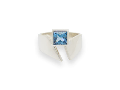 Classic Princess Cut Gemstone Ring, Sterling Silver