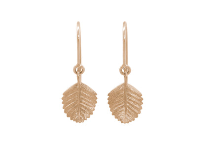 Beech Leaf Earrings, Red Gold