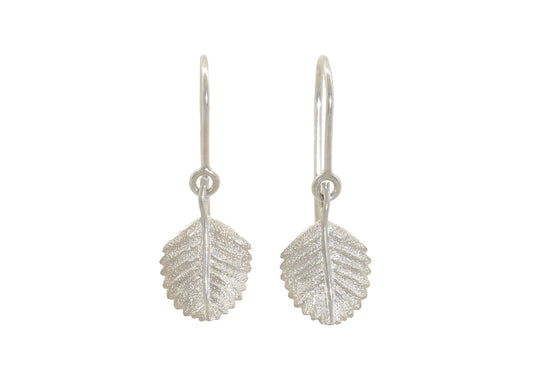 Beech Leaf Earrings, Sterling Silver