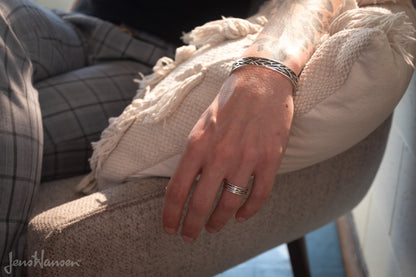 Patterned Elvish Woodland Ring, Sterling Silver