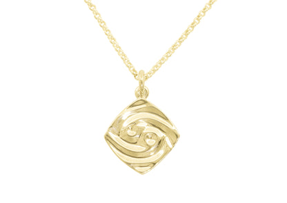 Zodiac Wave Pendants, Yellow Gold