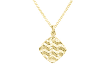 Zodiac Wave Pendants, Yellow Gold