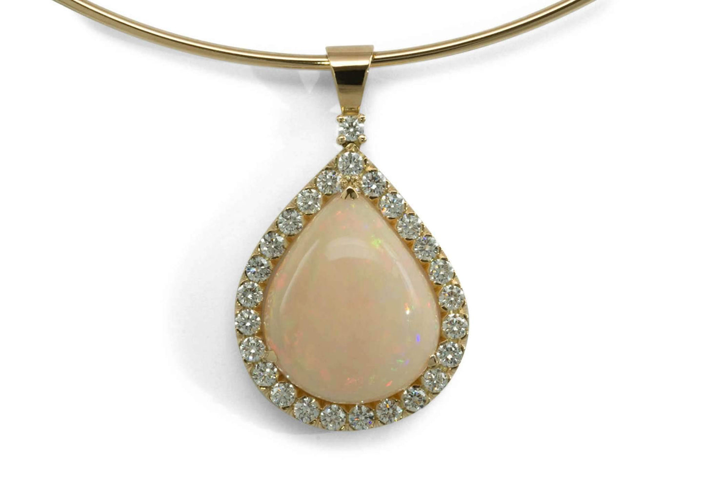 Opal and Diamond Pendant, Yellow Gold