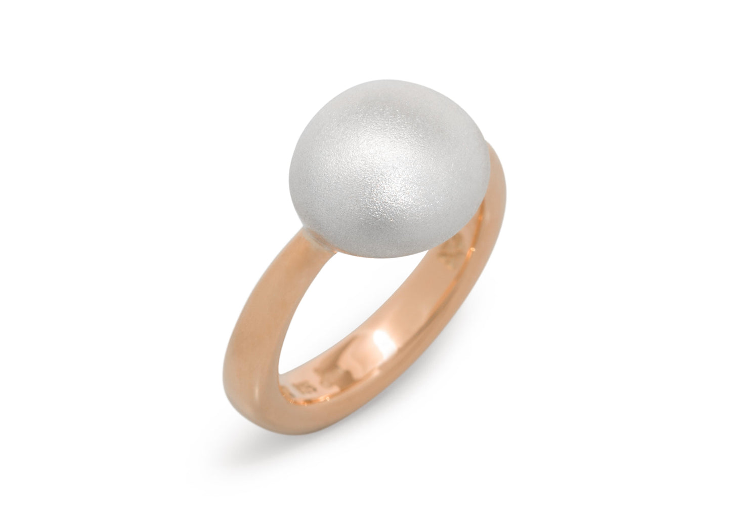 Bi-Tone Button Ring, Red Gold & Sterling Silver