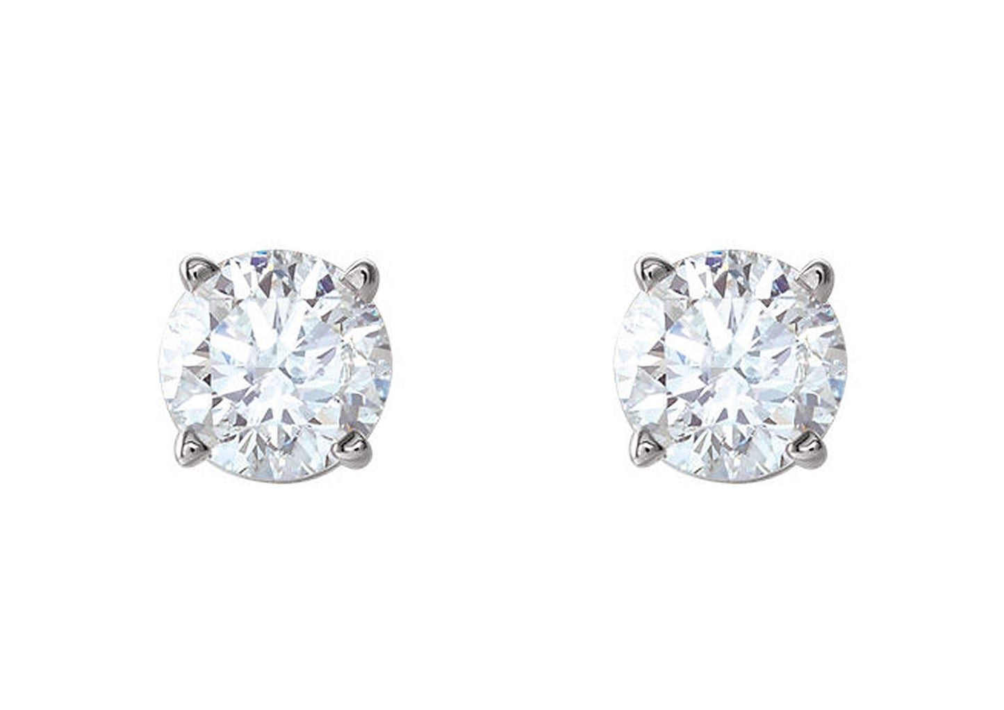 Four Prong Diamond Studs, White Gold & Platinum