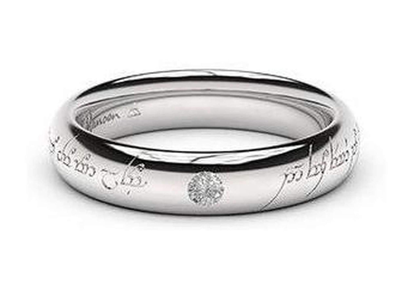 Sleek Elvish Engagement Ring, ~.10ct 9ct White Gold