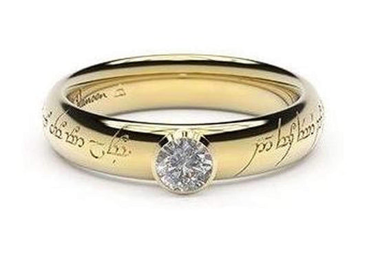 Elegant Elvish Engagement Ring, ~.33ct 9ct Yellow Gold