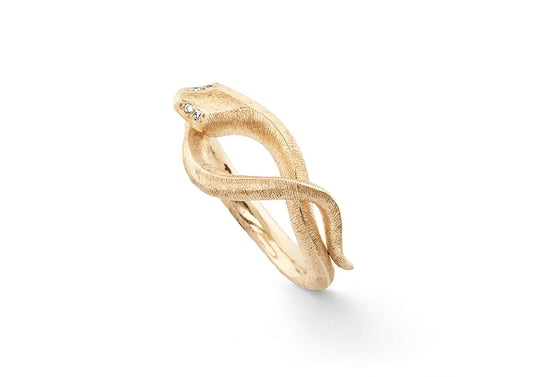 Snakes ring in 18K yellow gold and diamonds