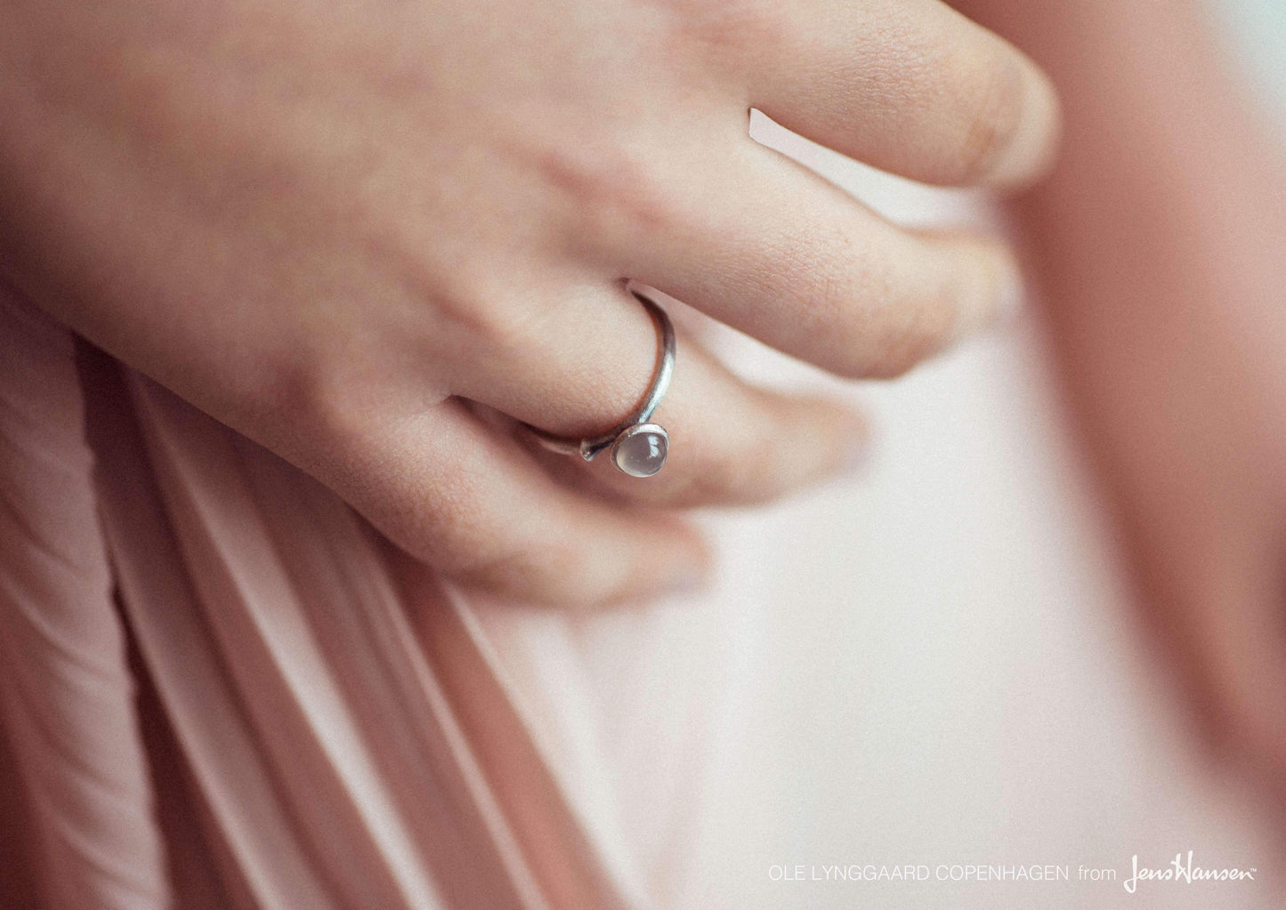 Lotus Ring in Sterling Silver with Grey Moonstone