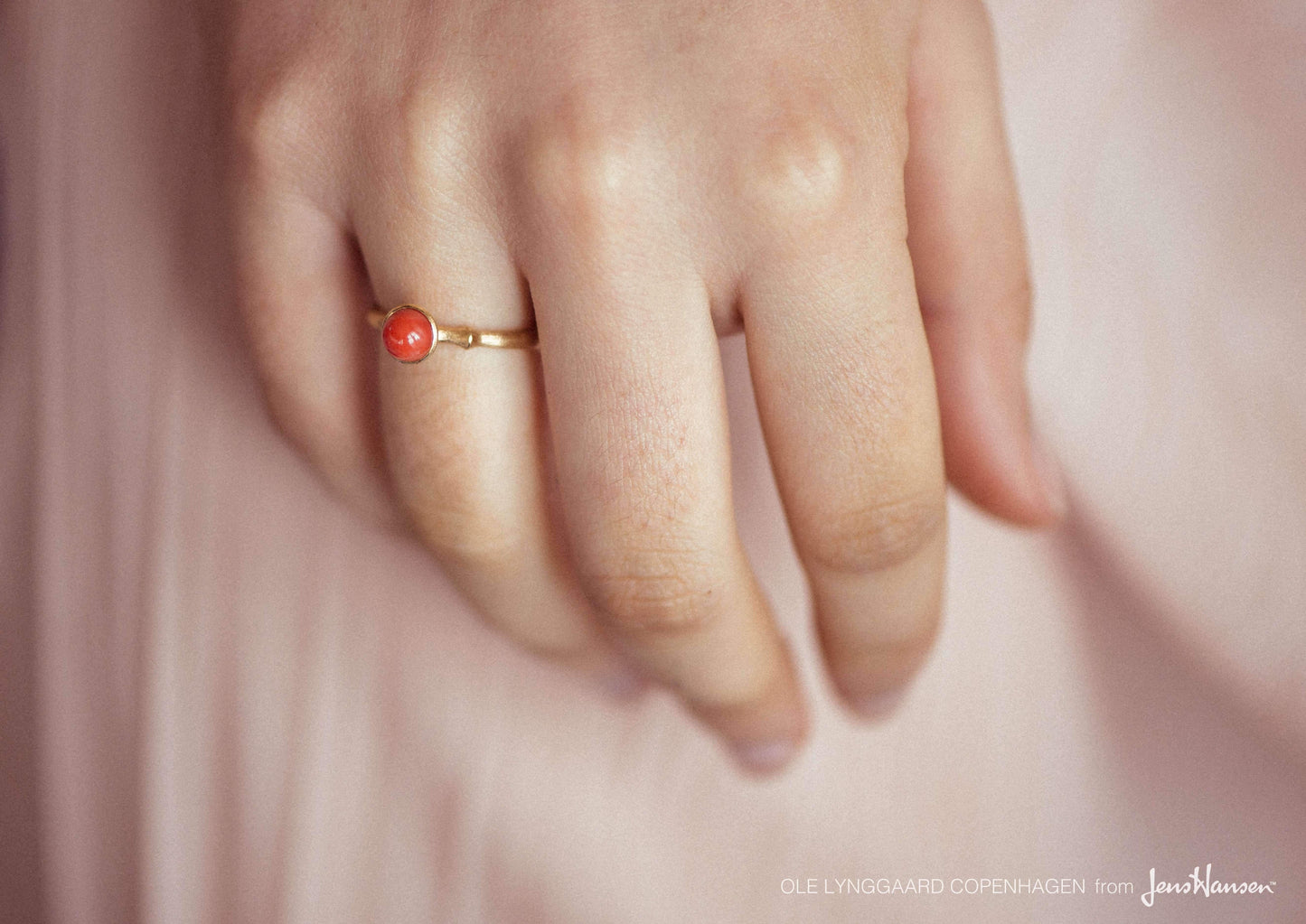 Lotus Ring in 18ct Yellow Gold with Red Coral