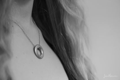 Circle Pendant with Hidden Bales, Sterling Silver