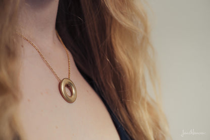 Circle Pendant with Hidden Bales, Yellow Gold