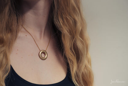 Circle Pendant with Hidden Bales, Yellow Gold