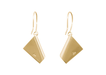 Folded Drop Earrings, Yellow Gold